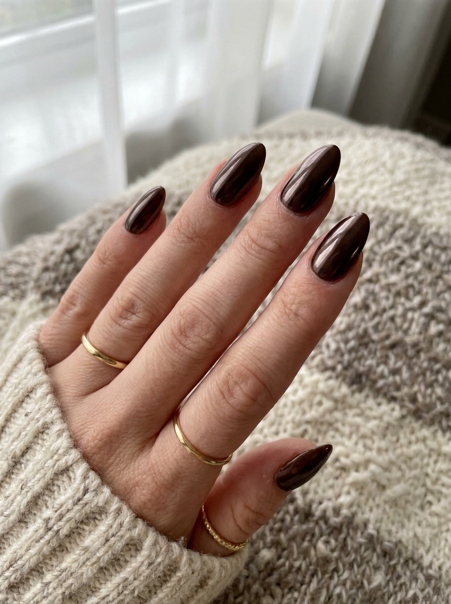 Espresso Chrome Nails mit edlem Chrome-Schimmer für den Herbst 2026